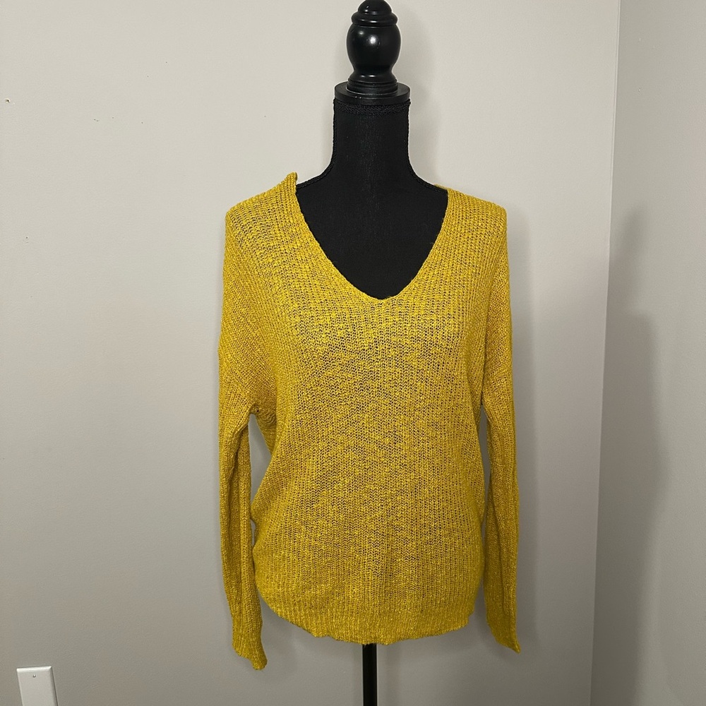 moon & madison Vibrant Yellow V-Neck Sweater